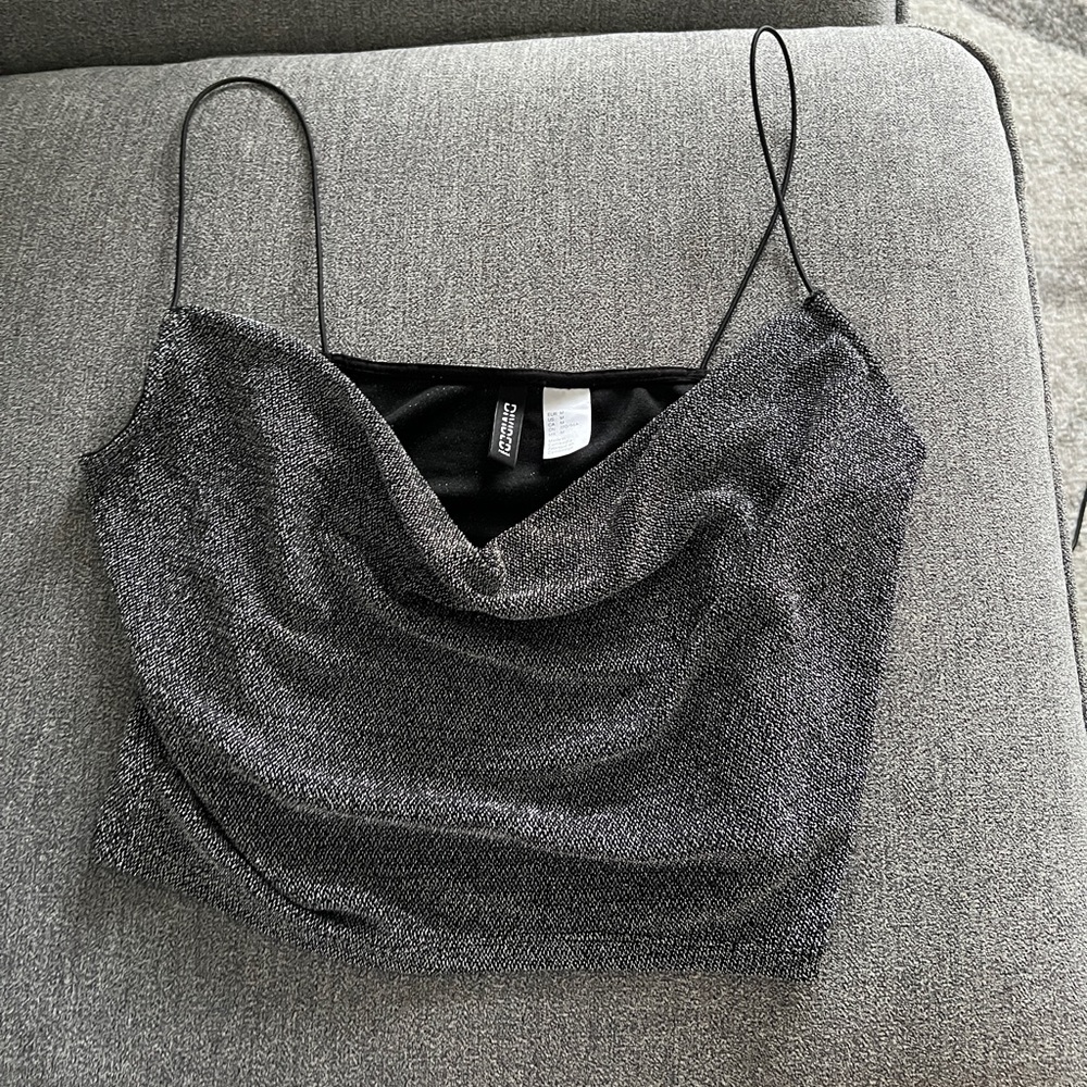 Glittery drop front crop top